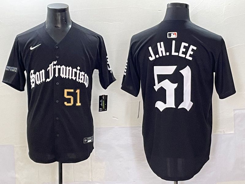 Men 2025 San Francisco Giants 51 J.H.Lee Black Five generations Joint Name Nike MLB Jersey style 42